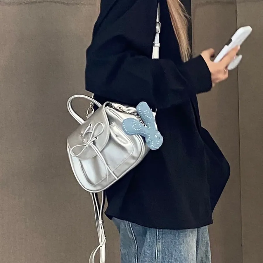 Women's silver chain backpack 