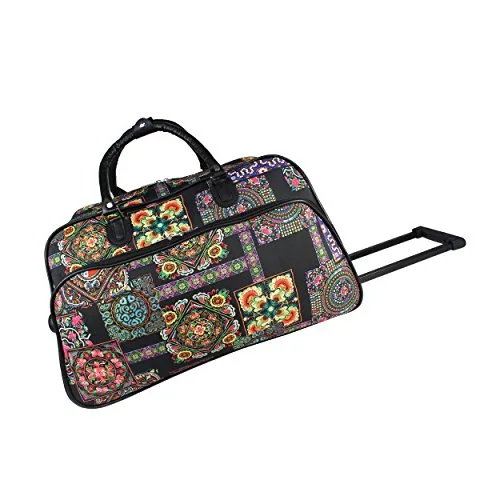 World Traveler 21-inch Carry-on Rolling Duffel Bag-Multi Patchwork, One Size mega luggage savings