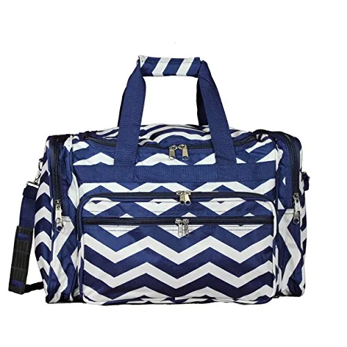 World Traveler Chevron 19-inch Duffel Bag, Navy White Chev, One Size mega luggage savings