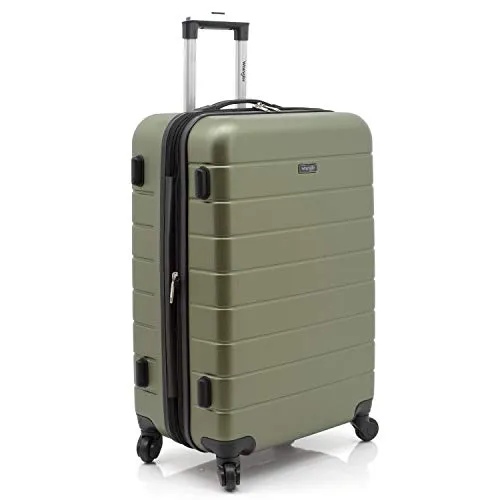 Wrangler Smart Luggage Set with Cup Holder and USB Port, Olive Green, 3 Piece
