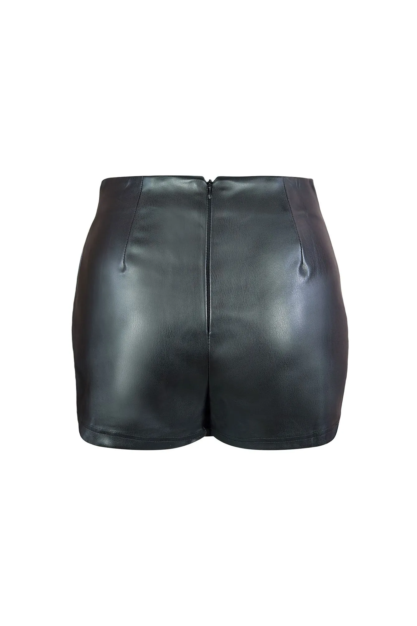 Ximena High Waisted Mini Faux Leather Skort