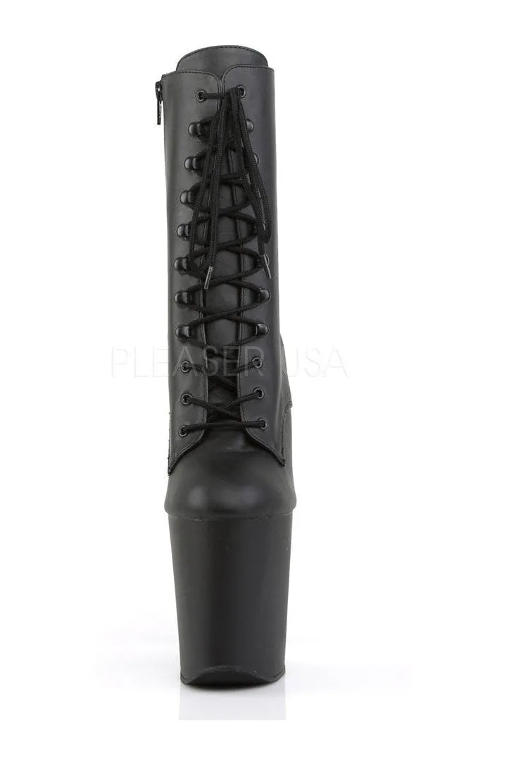 XTREME-1020 Platform Boot  | Black Faux Leather