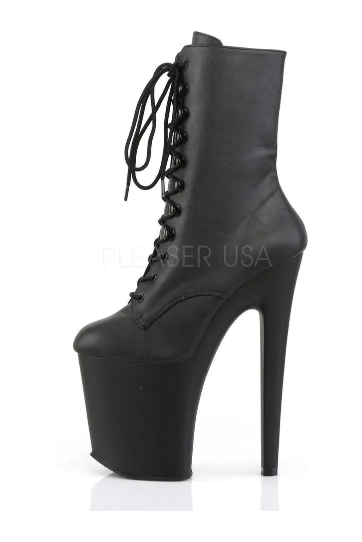 XTREME-1020 Platform Boot  | Black Faux Leather