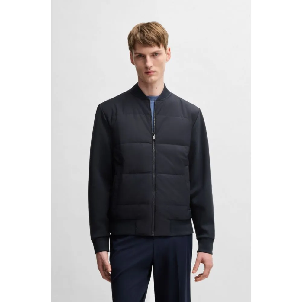 Zip-up hybrid sweatshirt with padded front panel